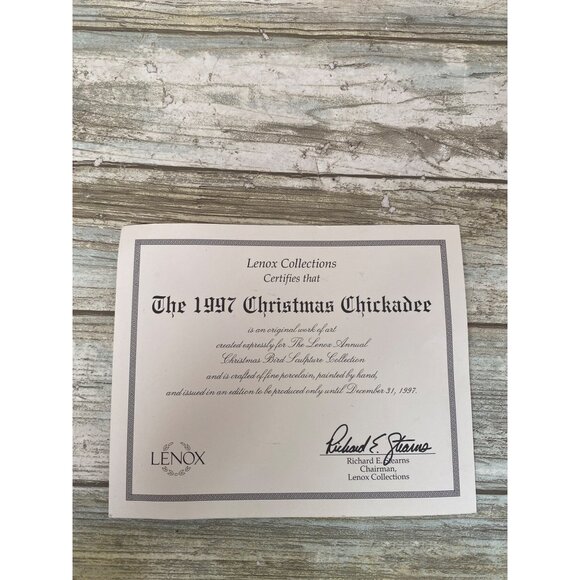 Lenox 1997 Christmas Chickadee • Ltd Ed Poinsettia Bird • COA Included NO Box - Picture 12 of 13
